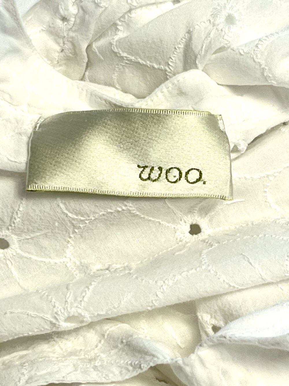 House of Woo Eyelet White Cotton Cover-Up Tunic XS 3/4 Sleeve - Picture 7 of 8